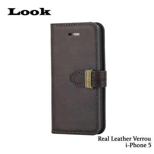 [Look] 아이폰5/5S Real Leather Verrou (천연가죽 다이어리 베루타입) - Vintage Khaki
