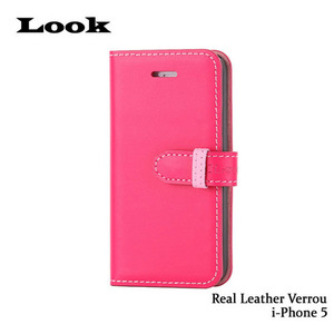 [Look] 아이폰5/5S Real Leather Verrou (천연가죽 다이어리 베루타입) - Pink