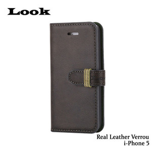 [Look] 아이폰5/5S Real Leather Verrou (천연가죽 다이어리 베루타입) - Vintage Khaki